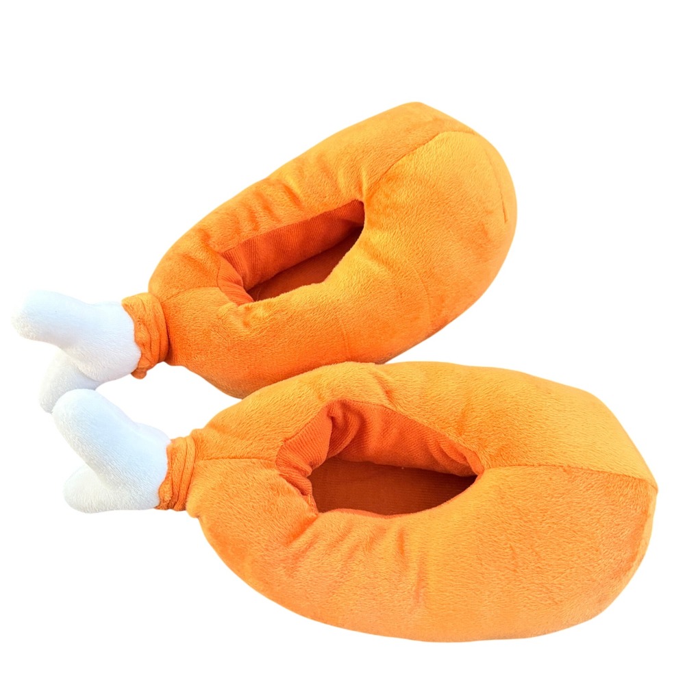 Kids Thanksgiving Costume Slippers Sz 9-11 Novelty Orange Cozy Festive Holiday